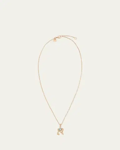 Procaccia Jewelry 18K Gold Hebrew ALEF Aquamarine Initial Necklace, 18"L | Thumbnail 3 Procaccia Jewelry 18K Gold Hebrew ALEF Aquamarine Initial Necklace, 18"L | Thumbnail 3
