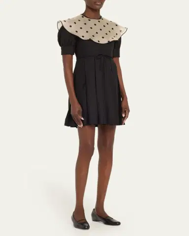 Valentino Garavani Sheer Polka Dot Neckline Mini Dress | Thumbnail 4