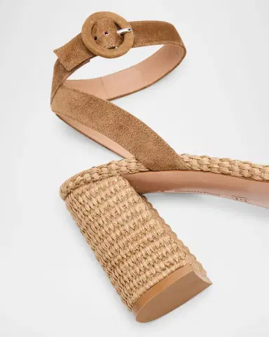 Gianvito Rossi Suede Raffia Ankle-Strap Sandals | Thumbnail 13