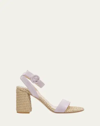 Gianvito Rossi Suede Raffia Ankle-Strap Sandals | Thumbnail 14