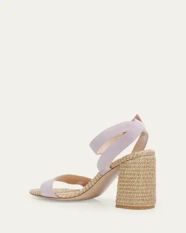 Gianvito Rossi Suede Raffia Ankle-Strap Sandals | Thumbnail 17