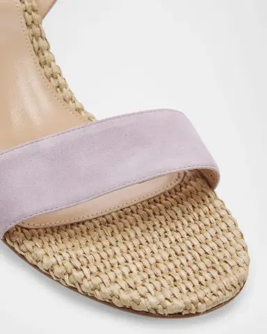 Gianvito Rossi Suede Raffia Ankle-Strap Sandals | Thumbnail 22