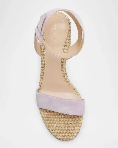 Gianvito Rossi Suede Raffia Ankle-Strap Sandals | Thumbnail 23