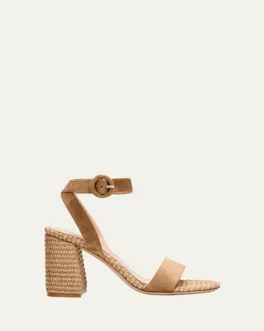 Gianvito Rossi Suede Raffia Ankle-Strap Sandals | Thumbnail 5