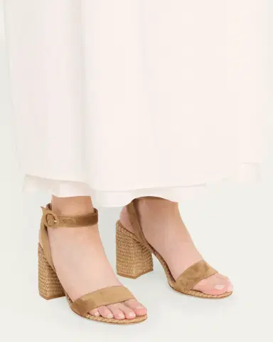 Gianvito Rossi Suede Raffia Ankle-Strap Sandals | Thumbnail 6