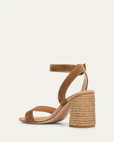 Gianvito Rossi Suede Raffia Ankle-Strap Sandals | Thumbnail 8