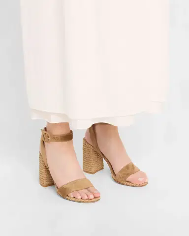 Gianvito Rossi Suede Raffia Ankle-Strap Sandals | Thumbnail 10