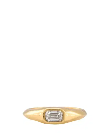 Lizzie Mandler Fine Jewelry 18K Yellow Gold Emerald-Cut White Diamond Pinky Ring | Thumbnail 1 Lizzie Mandler Fine Jewelry 18K Yellow Gold Emerald-Cut White Diamond Pinky Ring | Thumbnail 1