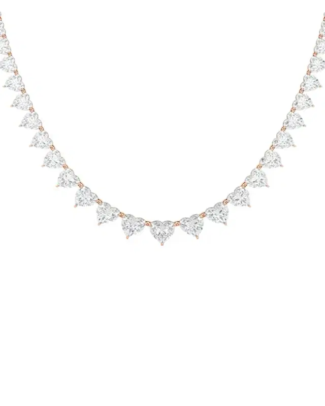 HauteCarat 18K Graduated Heart Shape Lab Grown Diamond Necklace