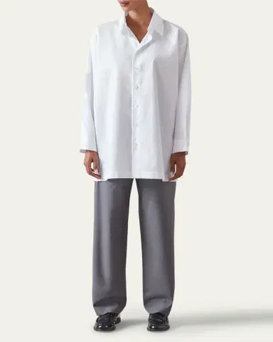 Eskandar Slim A-line Back Pleat Shirt With Collar (Long Plus Length) | Thumbnail 2