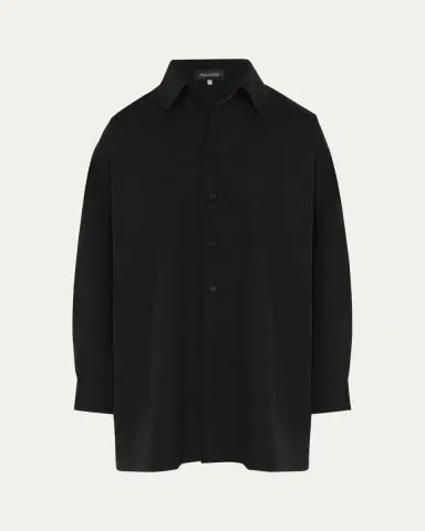 Eskandar Slim A-line Back Pleat Shirt With Collar (Long Plus Length) | Thumbnail 6