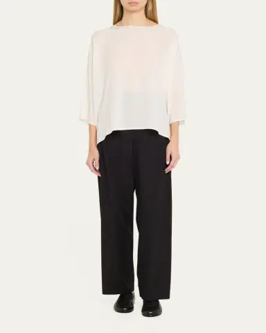 Eskandar Boat Neck Top (Mid Length) | Thumbnail 2