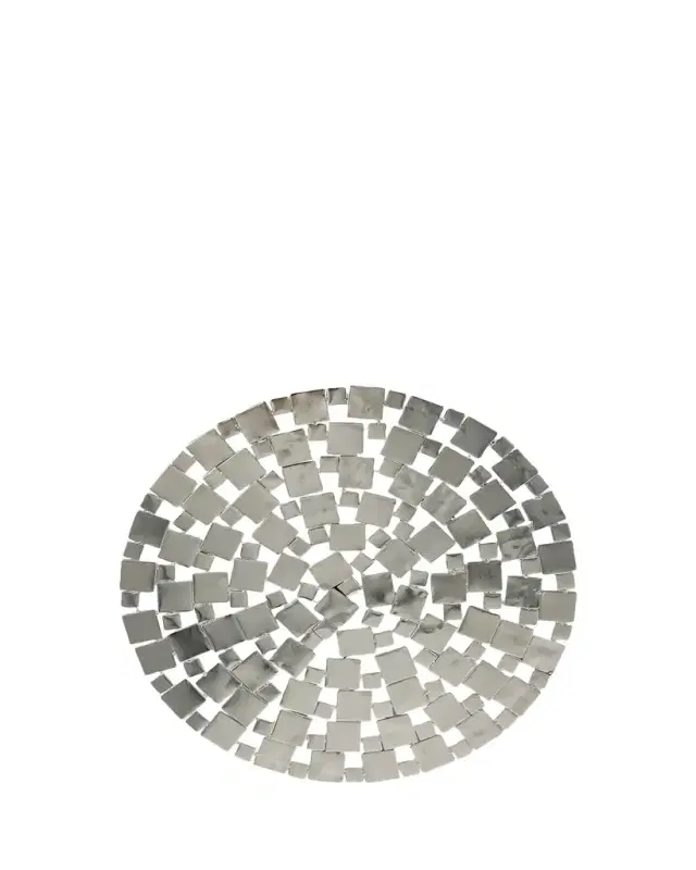 Modern Squares Silvertone Metal Placemat, 15" Round