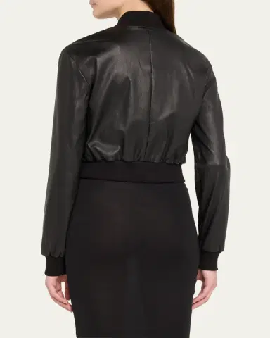 SUSAN BENDER Stretch Lambskin Leather Bomber Jacket | Thumbnail 3 SUSAN BENDER Stretch Lambskin Leather Bomber Jacket | Thumbnail 3