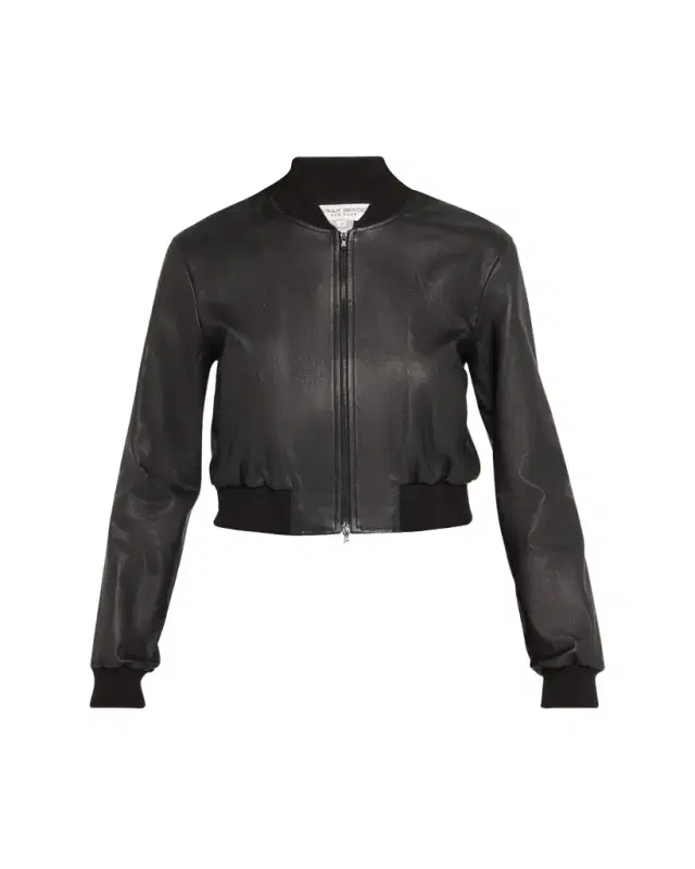 Susan Bender Stretch Lambskin Leather Bomber Jacket