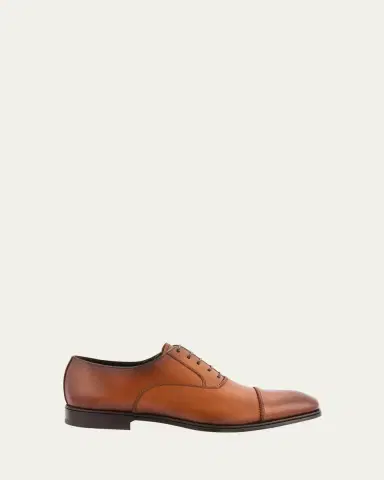 Ferragamo Men's Boston Brogue Leather Cap-Toe Oxfords | Thumbnail 4