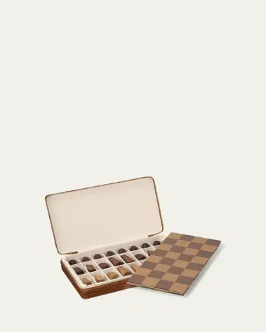 AERIN Enzo Leather Travel Chess Set | Thumbnail 2