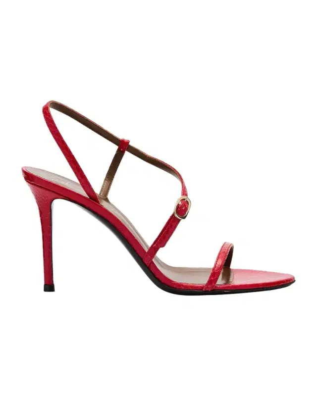 Snakeskin Ankle Strap Stiletto Sandals