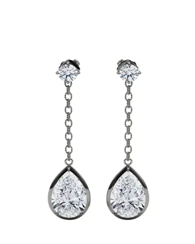 HauteCarat 18K Link Chain Pear Lab Grown Diamond Drop Earrings | Thumbnail 1 HauteCarat 18K Link Chain Pear Lab Grown Diamond Drop Earrings | Thumbnail 1