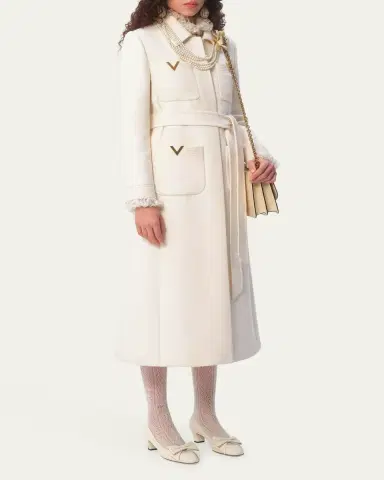 Valentino Garavani V Logo Collared Wool Coat | Thumbnail 4
