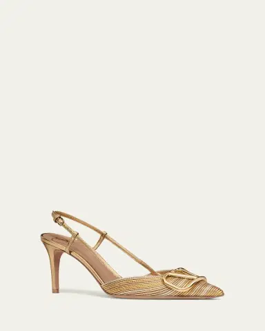 Valentino Garavani VLogo Metallic Slingback Pumps | Thumbnail 5 Valentino Garavani VLogo Metallic Slingback Pumps | Thumbnail 5