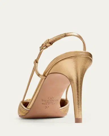 Valentino Garavani VLogo Metallic Slingback Pumps | Thumbnail 6 Valentino Garavani VLogo Metallic Slingback Pumps | Thumbnail 6