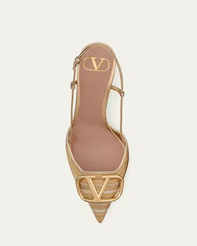 Valentino Garavani VLogo Metallic Slingback Pumps | Thumbnail 7 Valentino Garavani VLogo Metallic Slingback Pumps | Thumbnail 7