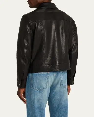 SAVAS Men's Denham Leather Trucker Jacket | Thumbnail 3