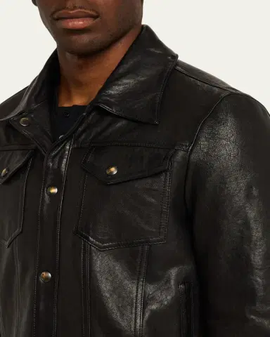 SAVAS Men's Denham Leather Trucker Jacket | Thumbnail 5
