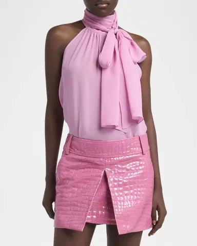 TOM FORD Silk Tie-Neck Halter Blouse | Thumbnail 4