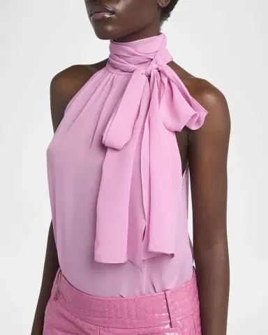 TOM FORD Silk Tie-Neck Halter Blouse | Thumbnail 5