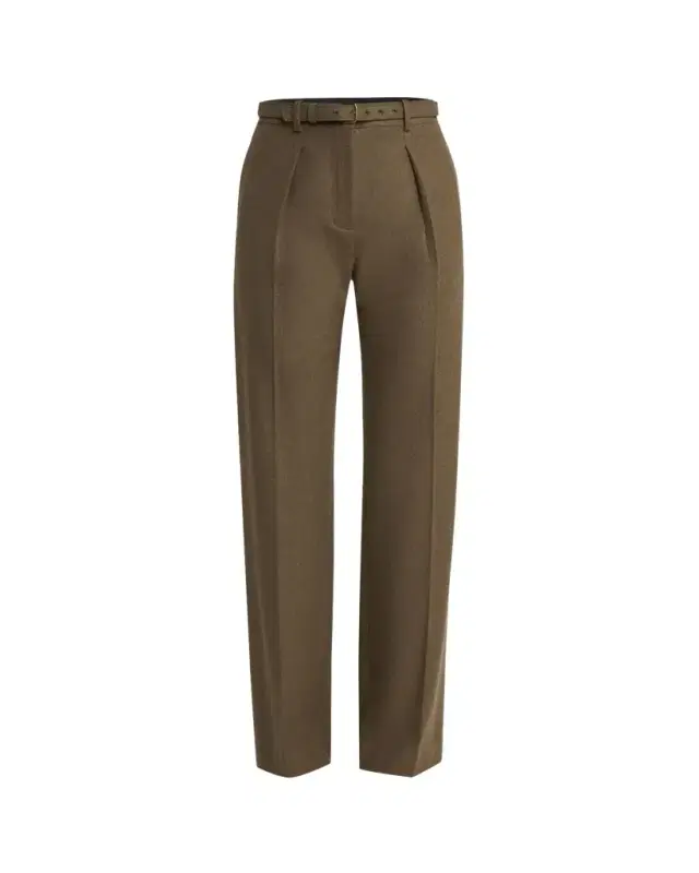 Loro Piana Edward Pintuck Belted Wool Cashmere Trousers