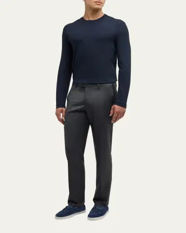 Giorgio Armani Men's Cotton Long-Sleeve Crewneck T-Shirt | Thumbnail 2