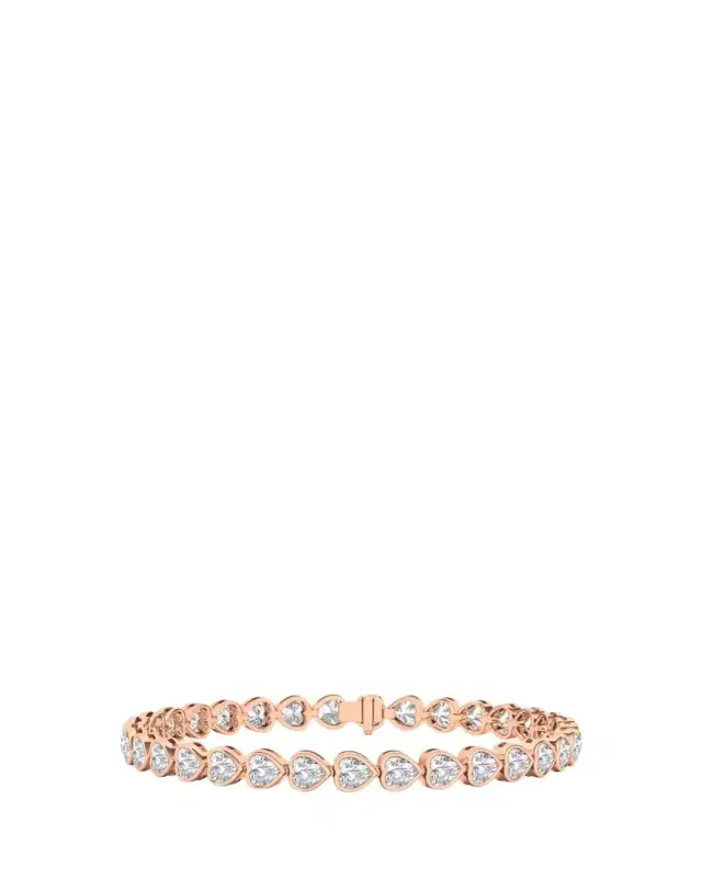 HauteCarat 18K Heart Shape Bezel Lab Grown Diamond Bracelet