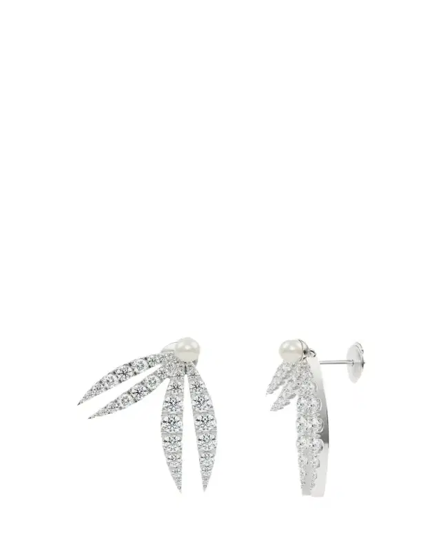 KAMAL Lotus Diamond and Pearl Flourish Earrings