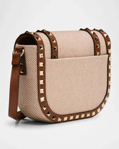 Valentino Garavani Rockstud Small Canvas Saddle Crossbody Bag | Thumbnail 2