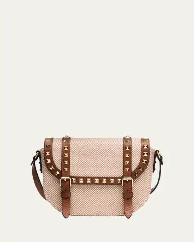 Valentino Garavani Rockstud Small Canvas Saddle Crossbody Bag | Thumbnail 6