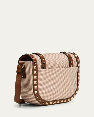 Valentino Garavani Rockstud Small Canvas Saddle Crossbody Bag | Thumbnail 8