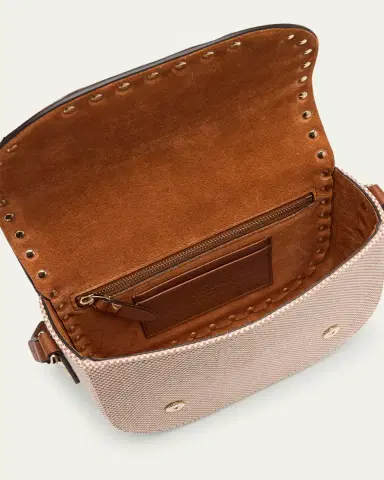 Valentino Garavani Rockstud Small Canvas Saddle Crossbody Bag | Thumbnail 9