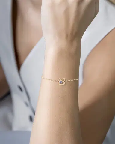 Procaccia Jewelry 18K Gold Hebrew ZADI Initial Bracelet | Thumbnail 8