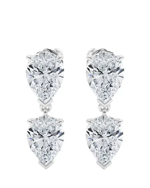 HauteCarat 18K Pear Lab Grown Diamond Twin Earrings