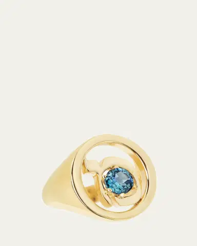 Procaccia Jewelry 18K Gold Hebrew MEM Initial Signet Ring | Thumbnail 4