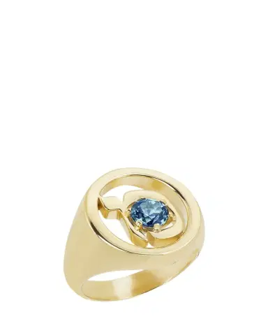 Procaccia Jewelry 18K Gold Hebrew MEM Initial Signet Ring | Thumbnail 1
