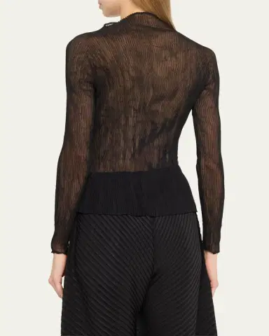 Issey Miyake Chiffon Twist Crinkled Turtleneck Top | Thumbnail 3