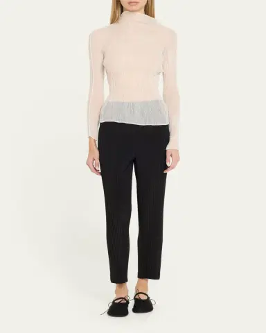 Issey Miyake Chiffon Twist Crinkled Turtleneck Top | Thumbnail 6