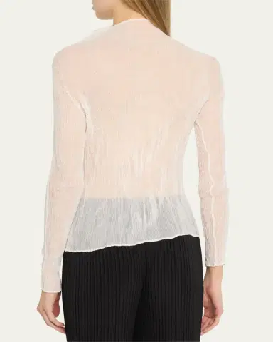 Issey Miyake Chiffon Twist Crinkled Turtleneck Top | Thumbnail 7