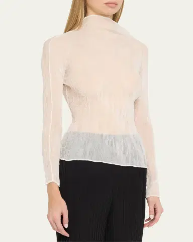 Issey Miyake Chiffon Twist Crinkled Turtleneck Top | Thumbnail 8