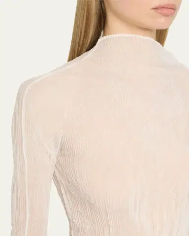 Issey Miyake Chiffon Twist Crinkled Turtleneck Top | Thumbnail 9