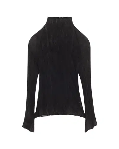 Issey Miyake Chiffon Twist Crinkled Turtleneck Top | Thumbnail 1