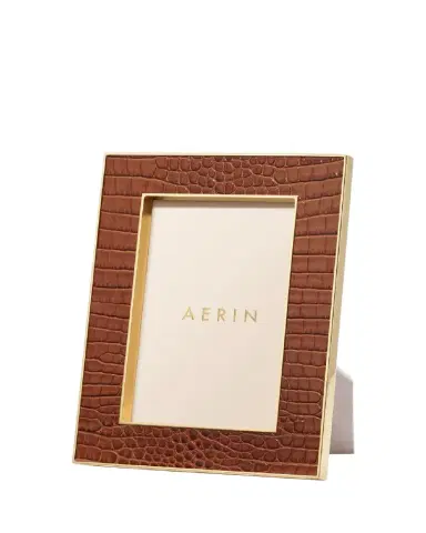 AERIN Classic Croc Leather Frame, 4" x 6" | Thumbnail 1